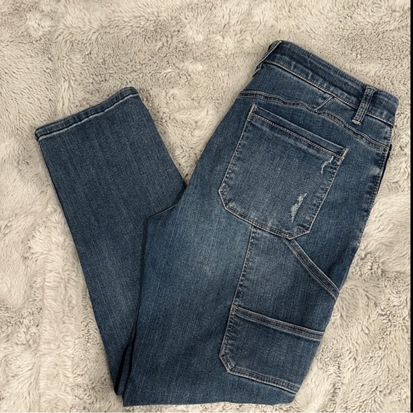 Democracy “Ab Solution” Technology High Rise Distressed Utility Jeans - Sz 8 - Picture 1 of 14